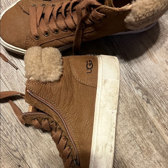 UGG Shoes - UGG Tan High-Top Sneakers with Cozy Lining